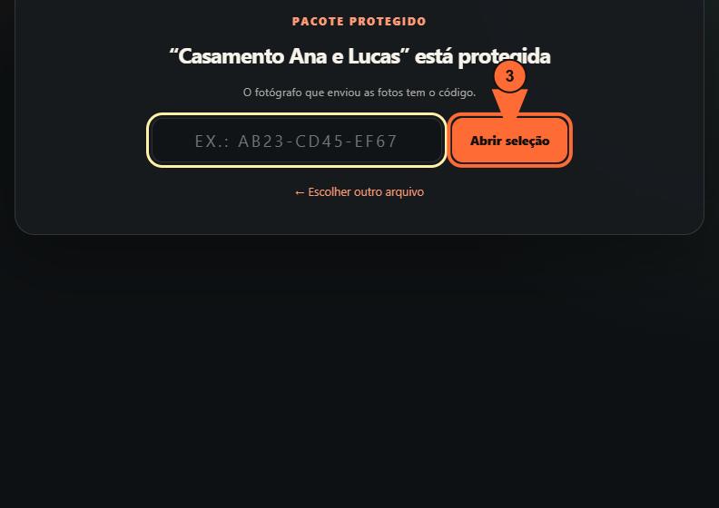 3. Digite o código, se houver