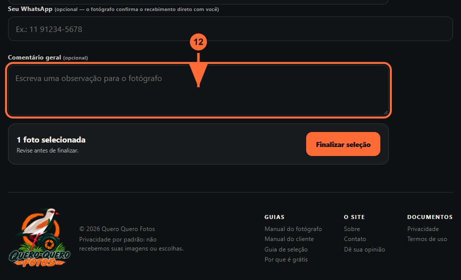 12. Deixe um comentário geral