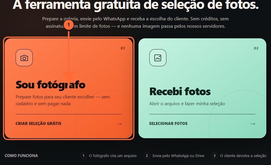 1. Entre por Sou fotógrafo