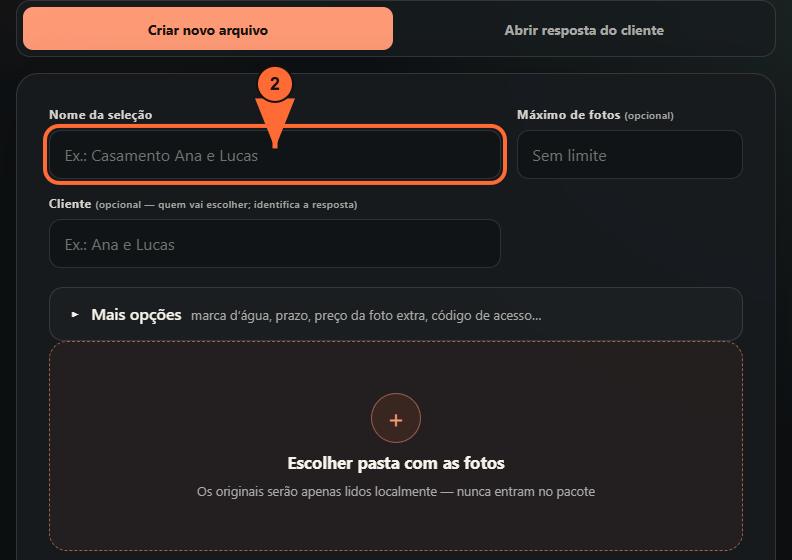 2. Dê um nome à seleção