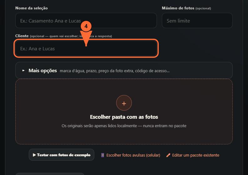 4. Escreva o nome do cliente
