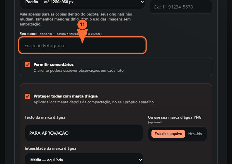 11. Assine a seleção