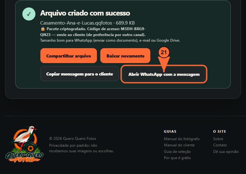 21. Abra o WhatsApp com a mensagem