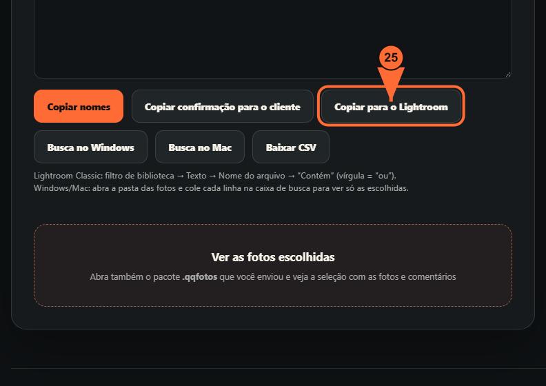 25. Leve a lista para o Lightroom
